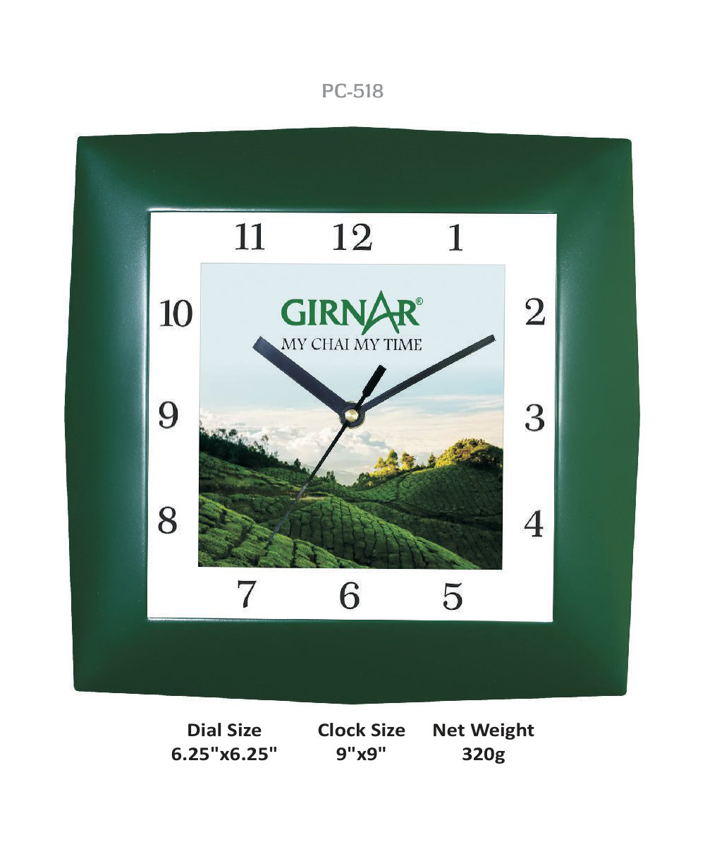 square shape wall clock green