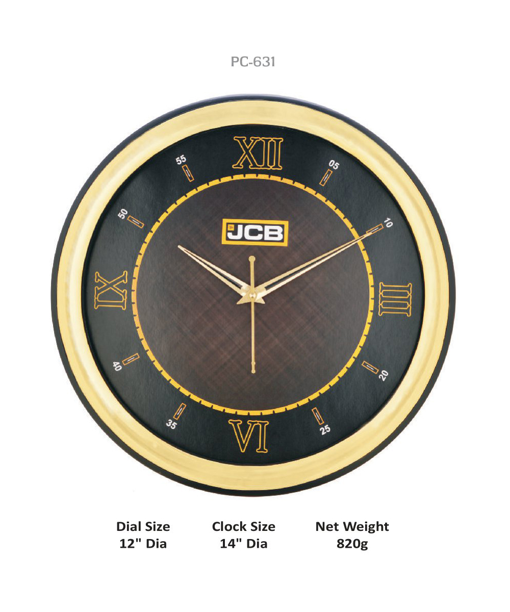 gold with black finish classic wall clock