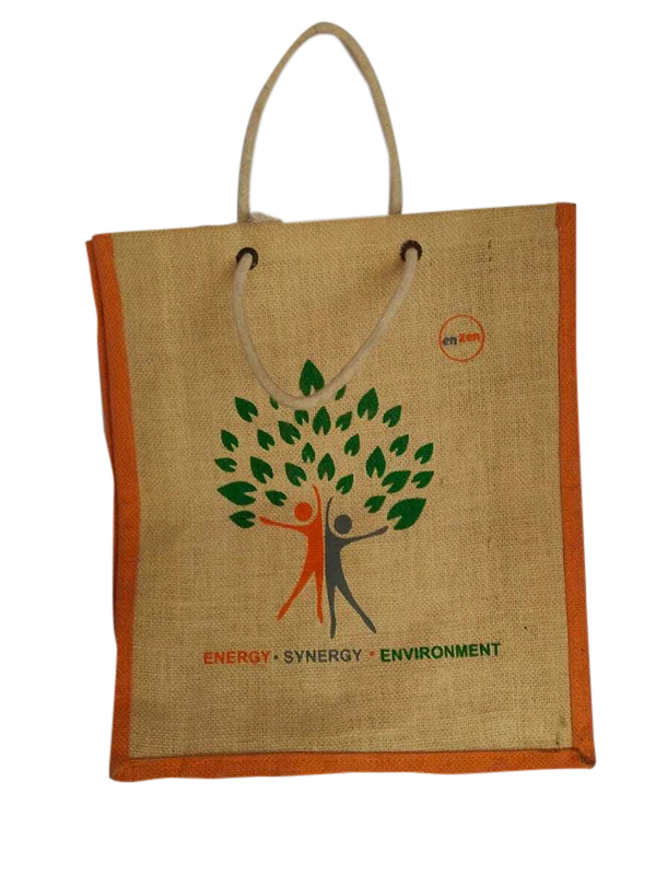 tree printing jute bag orange line
