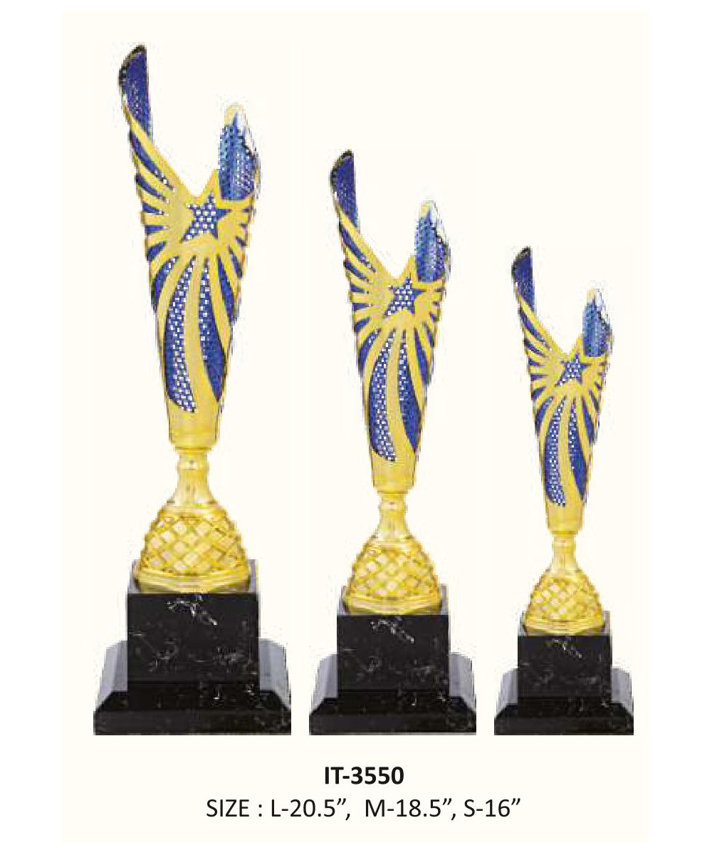 golden and blue finsish trophy