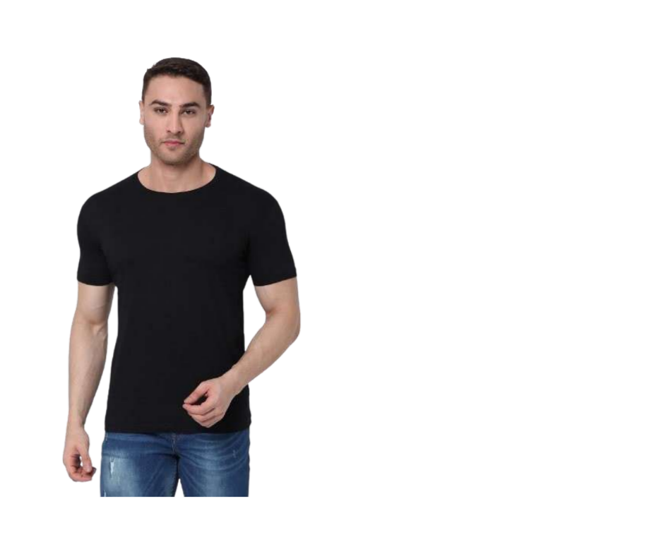 Solid round neck T-shirt