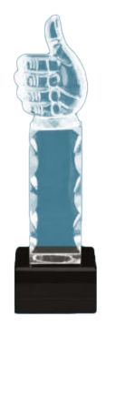Acrylic thumbs up trophy (11")