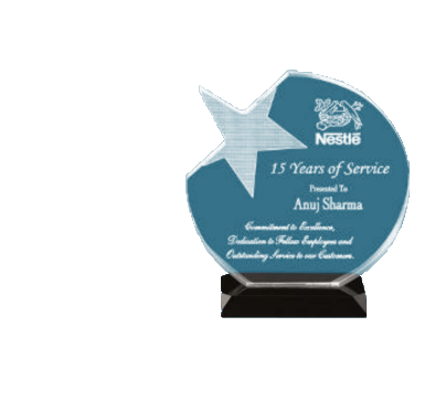 Acrylic oval star trophy (6.5"x6")