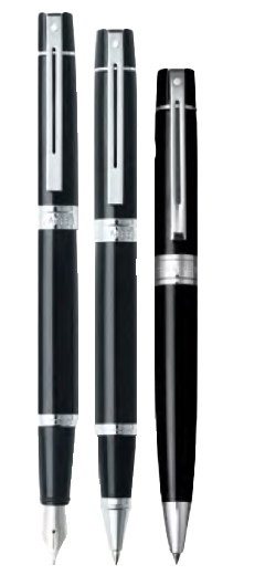 Glossy black with silver trim Fountain pen Ball point