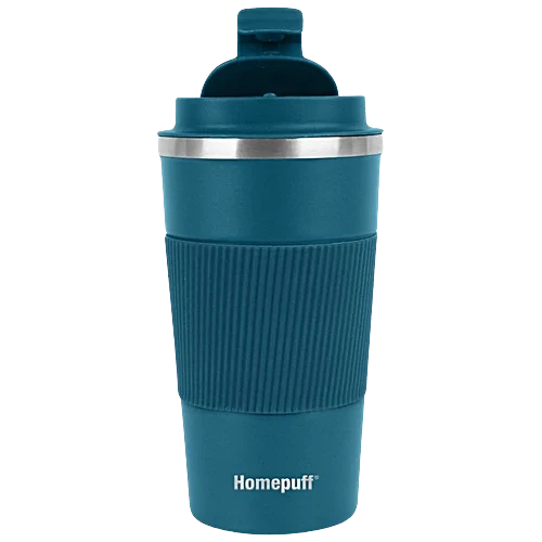 Home Puff Horizon Hot & Cold Coffee/Tea Tumbler With Anti-Slip Grip - Double Wall Vacuum Insulated Stainless Steel Travel Mug/Sipper, Spill & Leak Proof, Teal, 510 ML