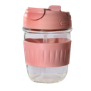 Allo Reusable Glass Tumbler with Unique 2 in 1 ANTI Spill Lid | Portable Leakproof Glass Coffee Mug 350ML
